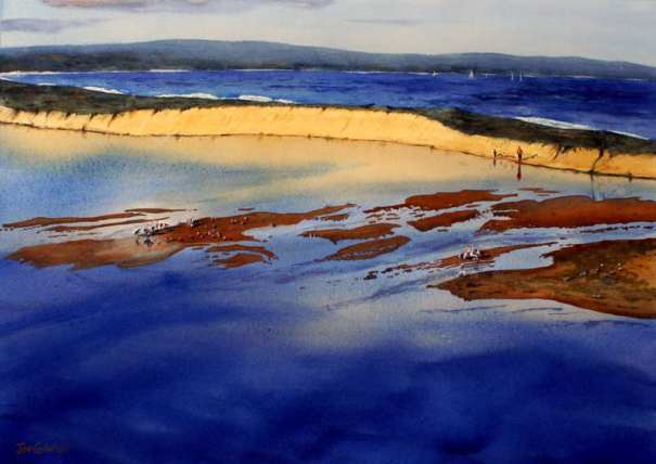 the-entrance-sand-bar-watercolor-painting